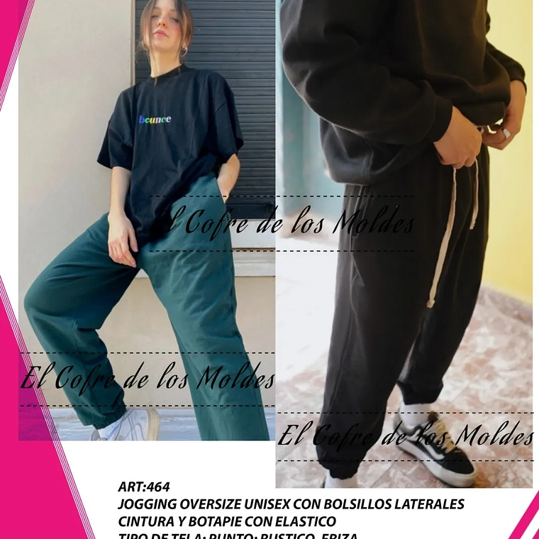 Molde Digital Jogger Unisex Estilo Oversize, Talles S A Xxl 1
