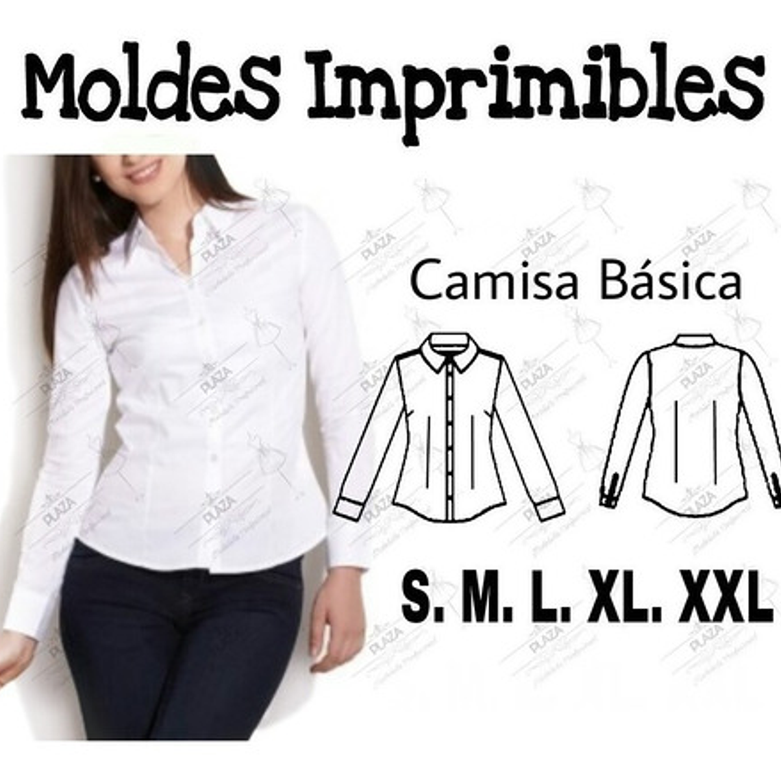 Moldes Patrones Imprimibles Blusa Camisera Basica Entallada S Al Xxl 2