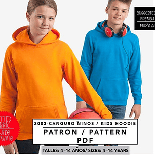 Molde De Costura, Patron Polerón Canguro Capucha Niños, Imprimible