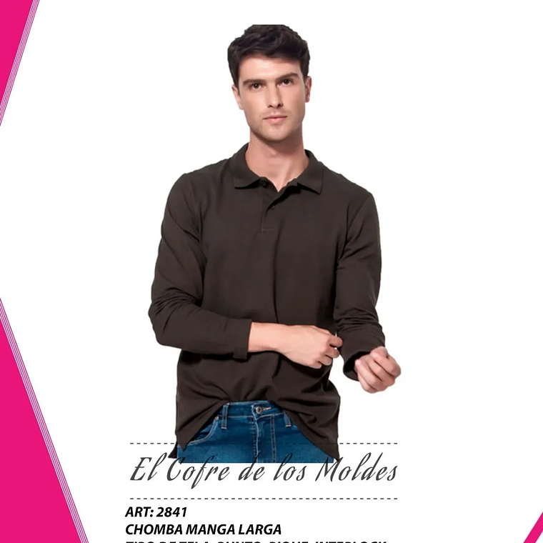 Molde Digital Polera Polo Hombre Manga Larga, Talles 3xl Al 7xl 1