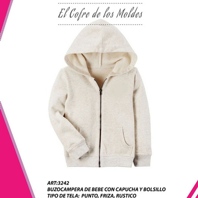 Molde Digital ChaquetaBuzo Bebe C/capucha Pack Talles 1 Al 5! 1