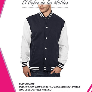 Molde Digital Chaueta Estilo Universitario Pack 5 Talles!