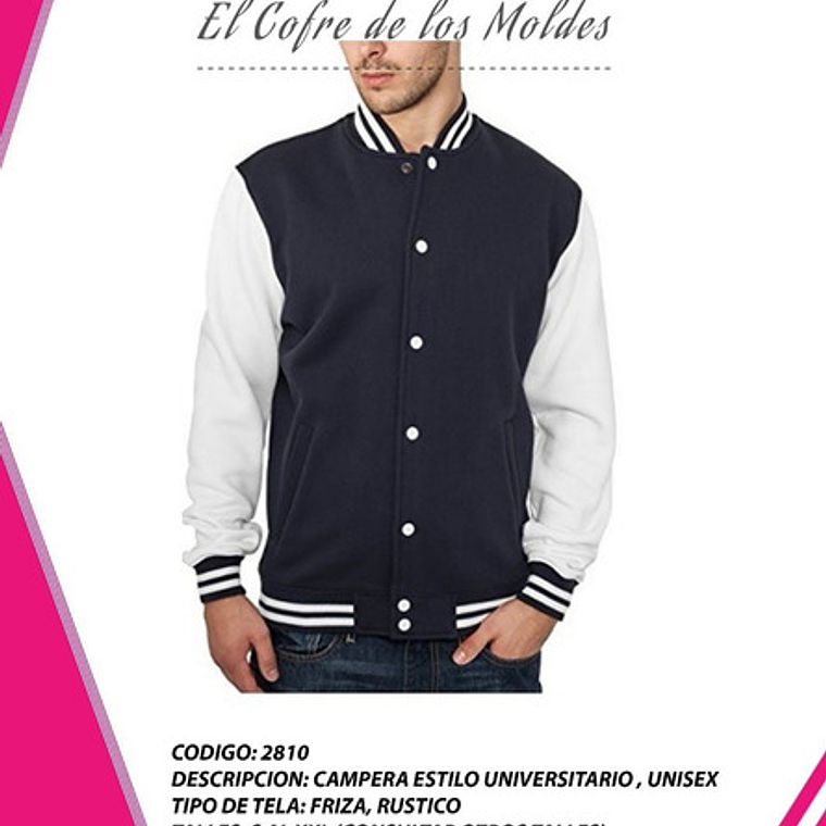 Molde Digital Chaueta Estilo Universitario Pack 5 Talles! 1