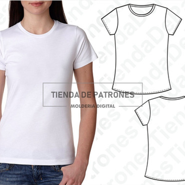 Molde Patron Imprimible Polera Basica Mujer Talles Xs Al 2xl 1