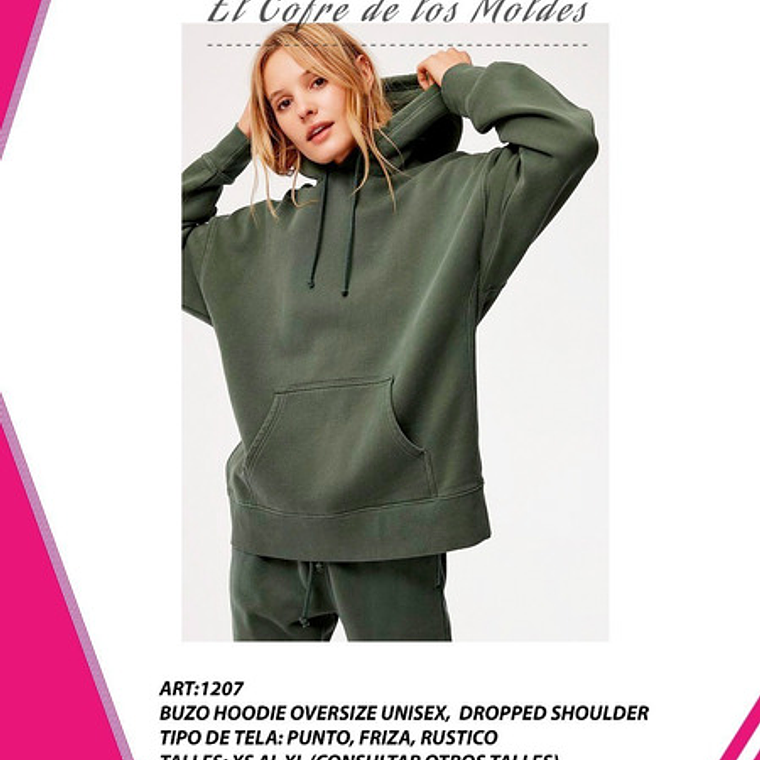 Molde Digital Polerón Hoodie Oversize, Pack Talles Xs A Xl 1