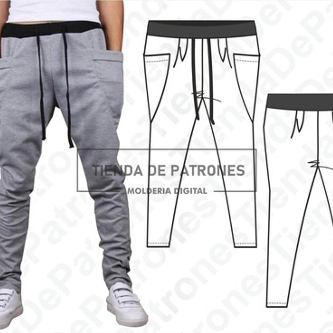 Molde Patron Imprimible Jogger Chupin Hombre Talle S Al 2xl 1