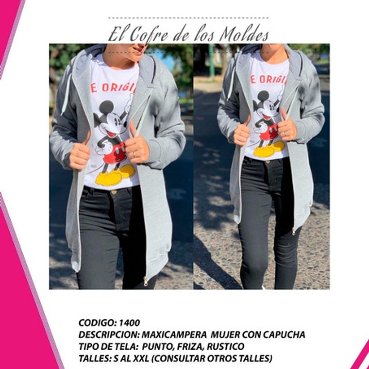 Molde Digital Chaqueta Buzo Mujer, Patron Pack Talles S A Xxl 2