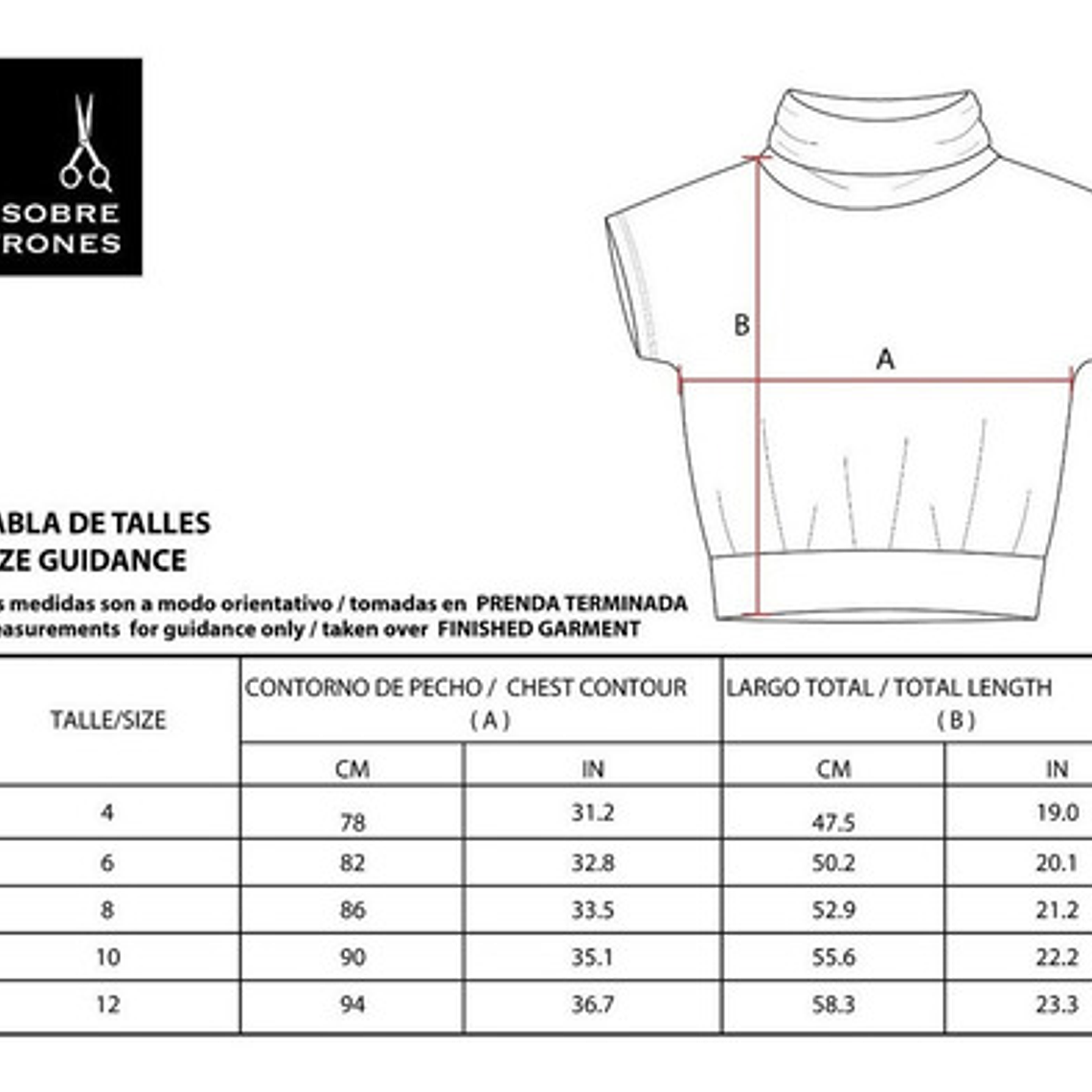 Molde De Costura, Patron Polera Cuello Alto M/corta Nena, Imprimible 2
