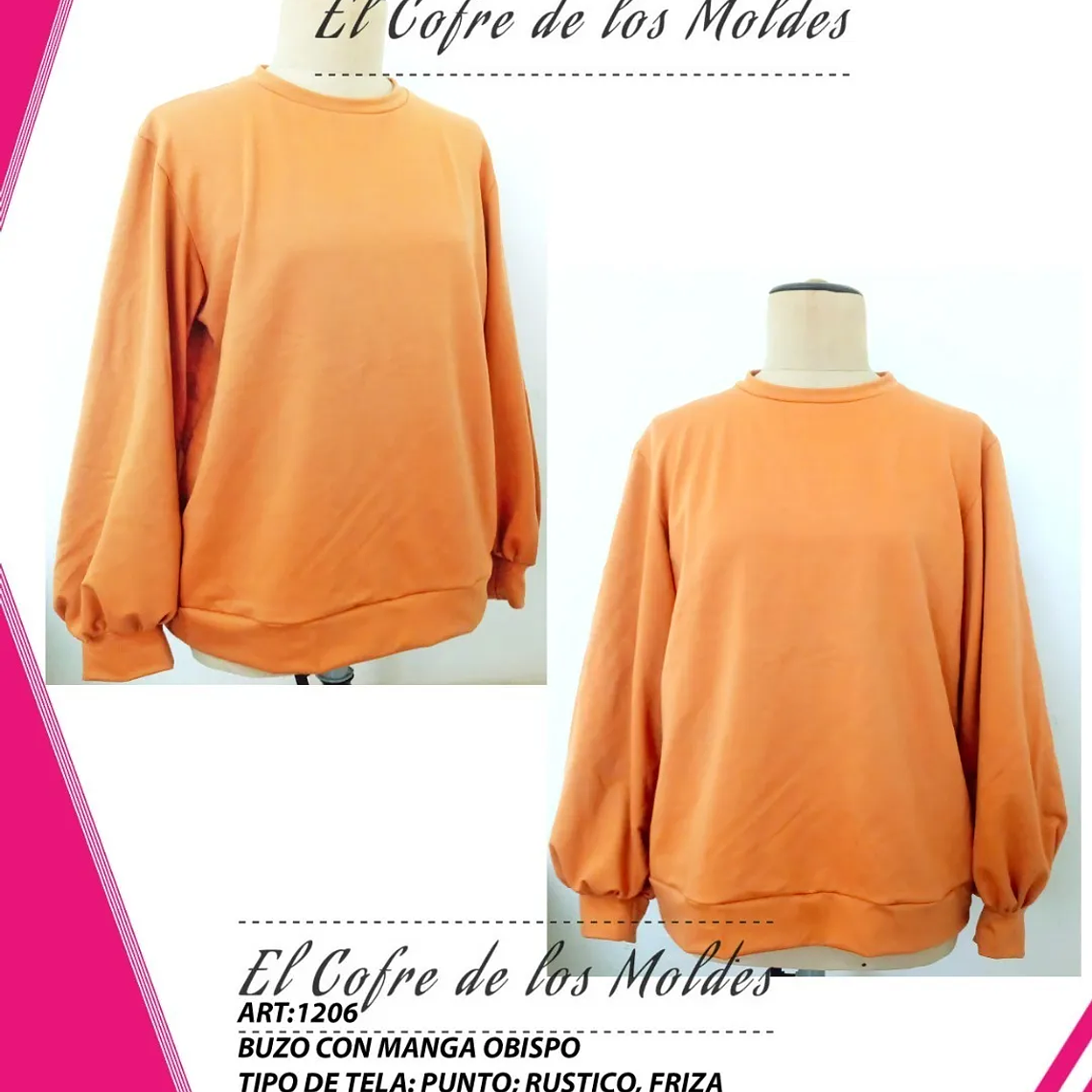 Molde Digital Polerón De Mujer Manga Abullonada, Talles S A Xxl 1