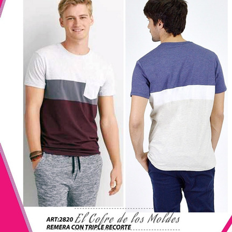 Molde Digital Polera Con Triple Recorte Patron Pack 5 Talles 1