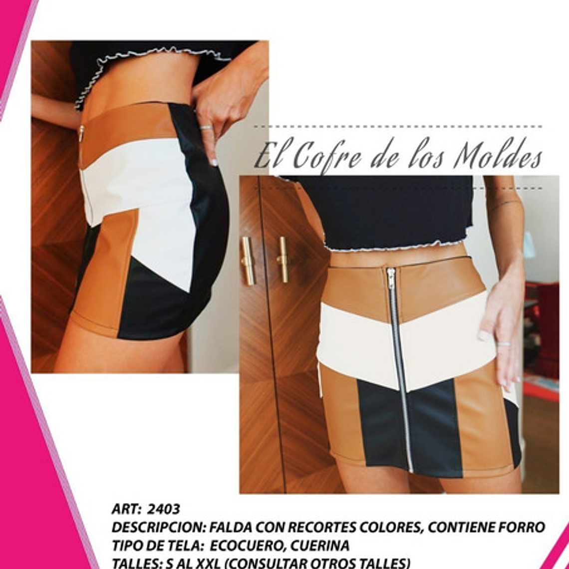 Molde Digital Falda Recortes Colores, Pack Talles S A Xxl 1