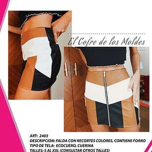 Molde Digital Falda Recortes Colores, Pack Talles S A Xxl