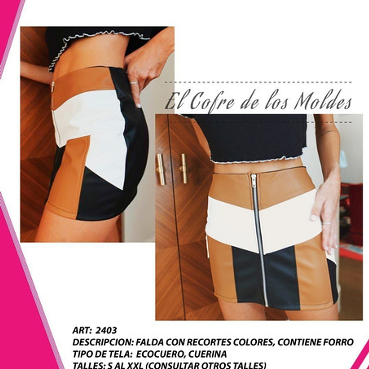 Molde Digital Falda Recortes Colores, Pack Talles S A Xxl 1