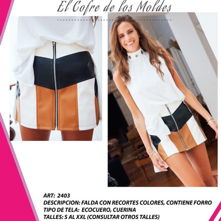 Molde Digital Falda Recortes Colores, Pack Talles S A Xxl 2