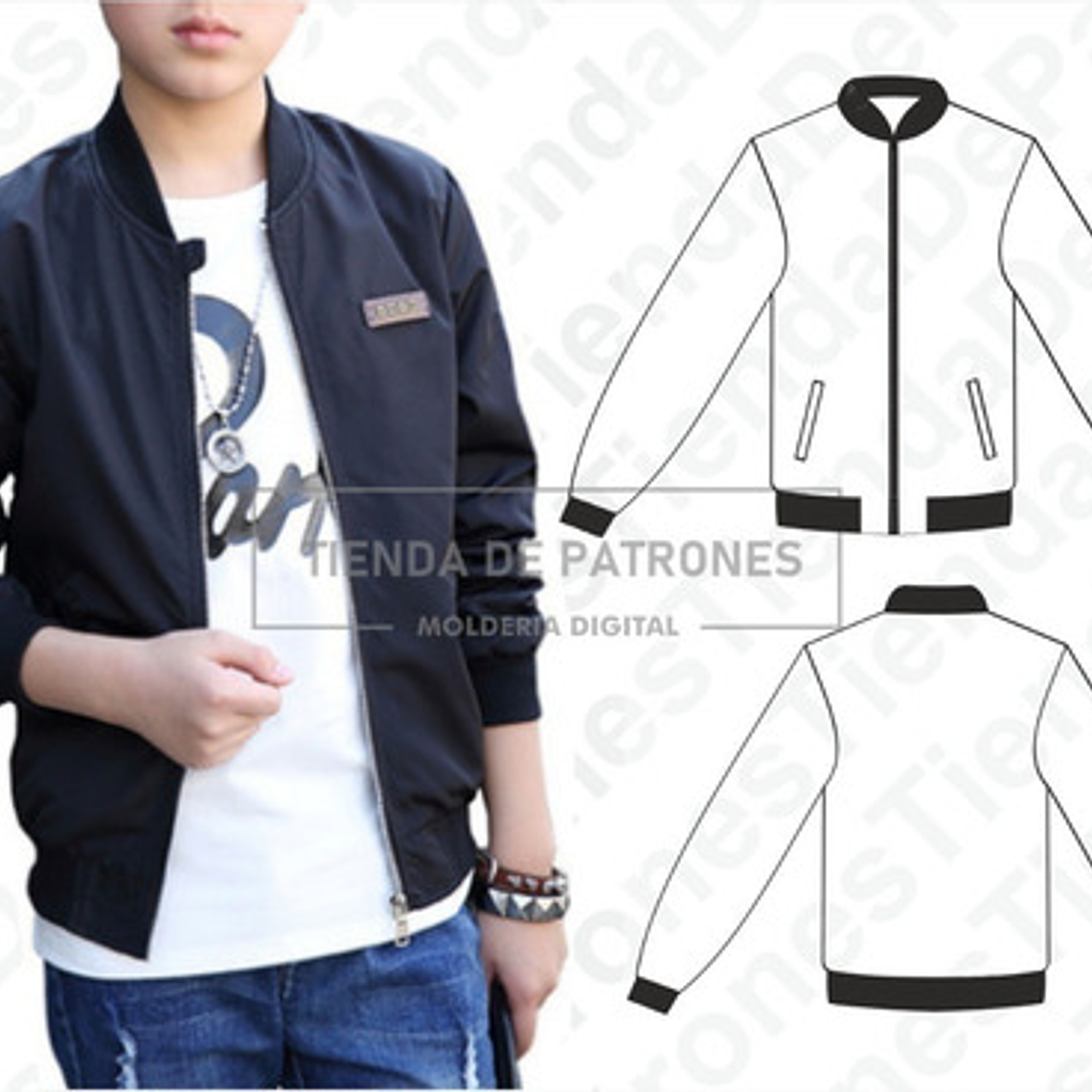 Molde Coreldraw Chaqueta Niños Bomber Jacket Talles 4 Al 14 1