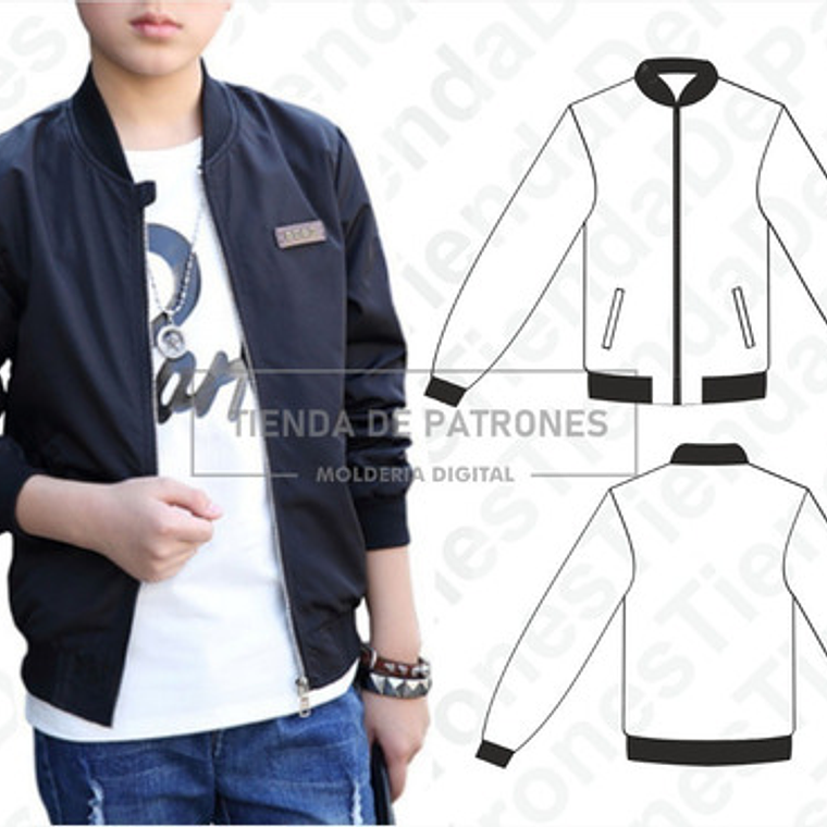 Molde Coreldraw Chaqueta Niños Bomber Jacket Talles 4 Al 14 1