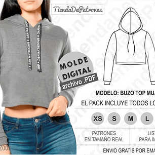 Moldes Patrones Imprimibles Polerón Top Mujer Talles Xs Al Xl