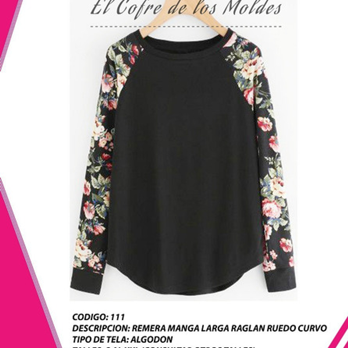 Molde Digital Polera Manga Larga Ranglan Pack Talles S A Xxl 1