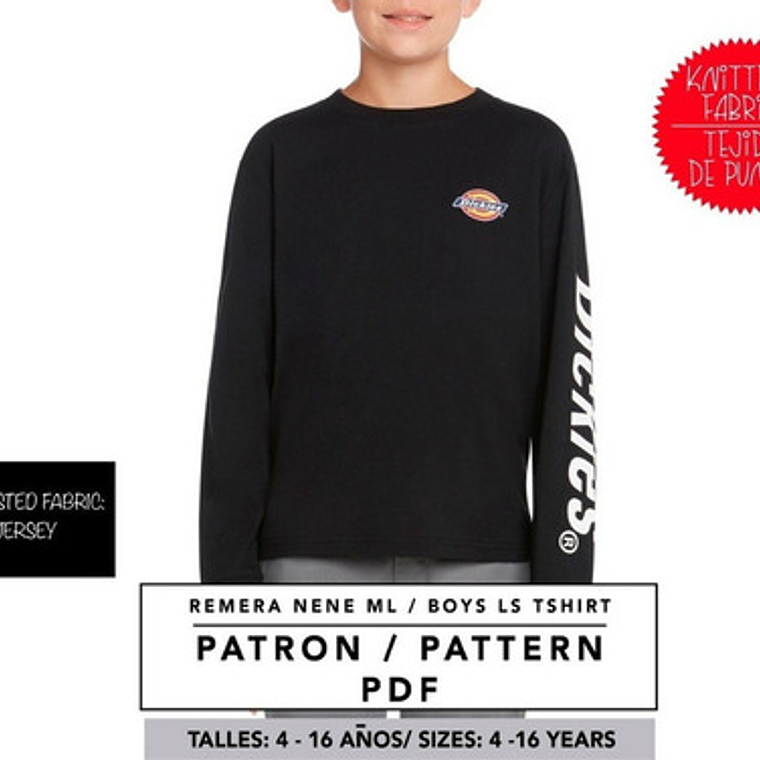 Molde De Costura, Patron Polera Basica Ml Nene, Imprimible 2