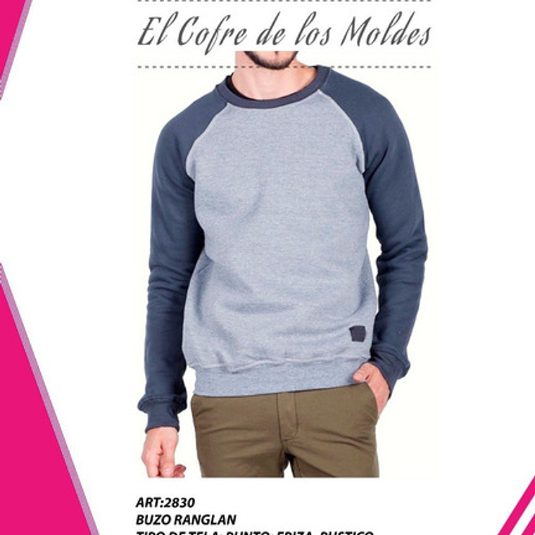 Molde Digital Polerón Manga Ranglan, patron Pack Talles S A Xxl 1
