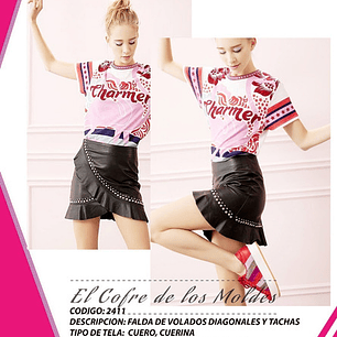 Molde Digital Falda Cuerina Volado Cruzado Pack 5 Talles!