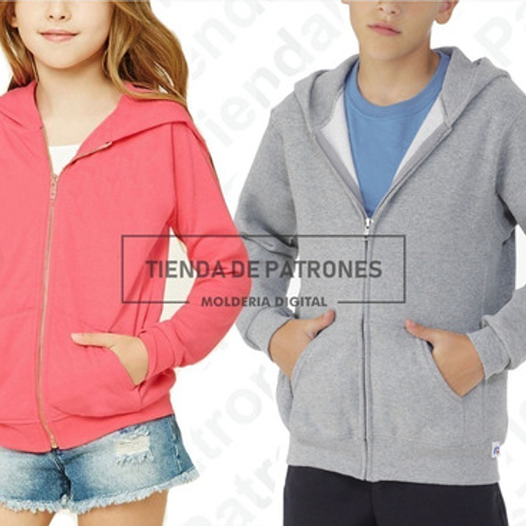 Molde Patron Imprimible Chaqueta Canguro Niños Talles 6 Al 14 1