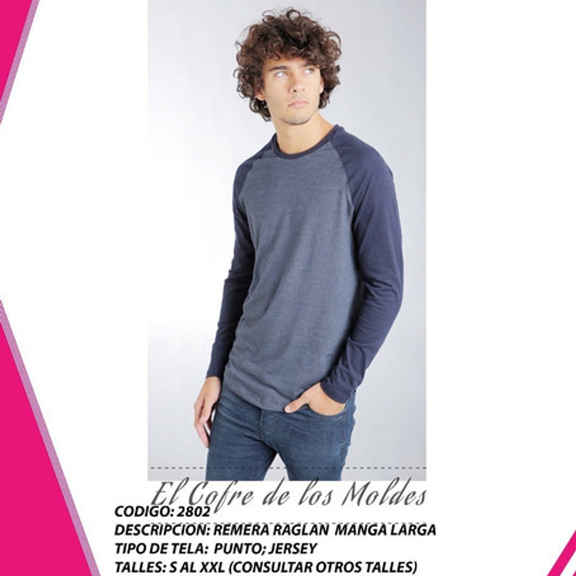 Molde Digital Polera Manga Larga Ranglan Pack 5 Talles! 1