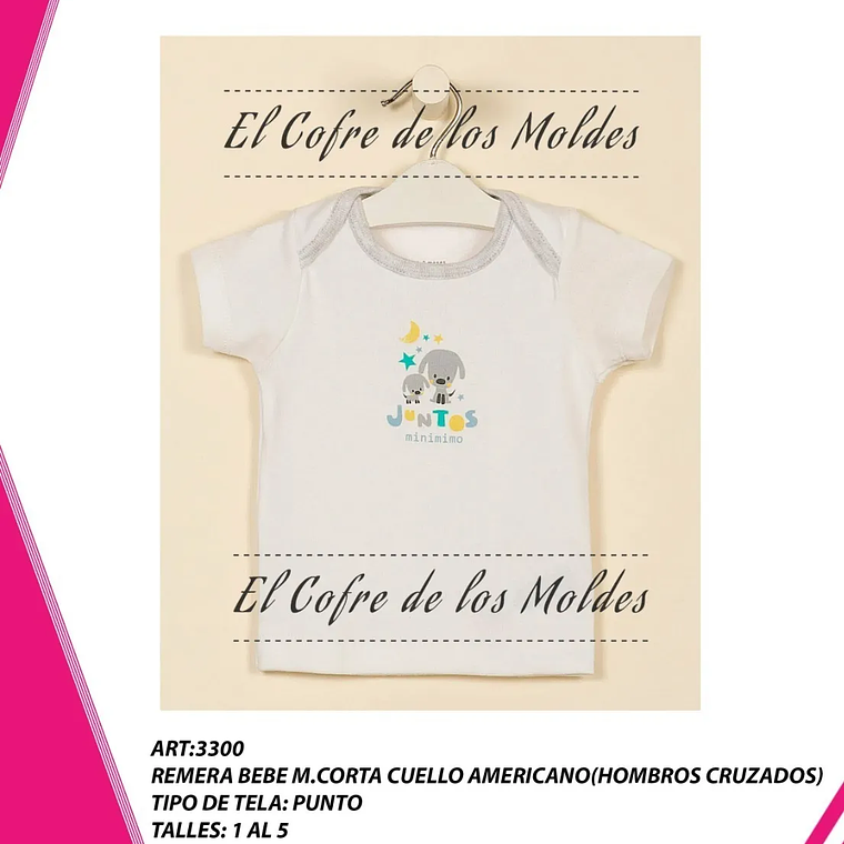 Molde Digital Polera Bebe Cuello Americano, Talles 1 Al 5 1