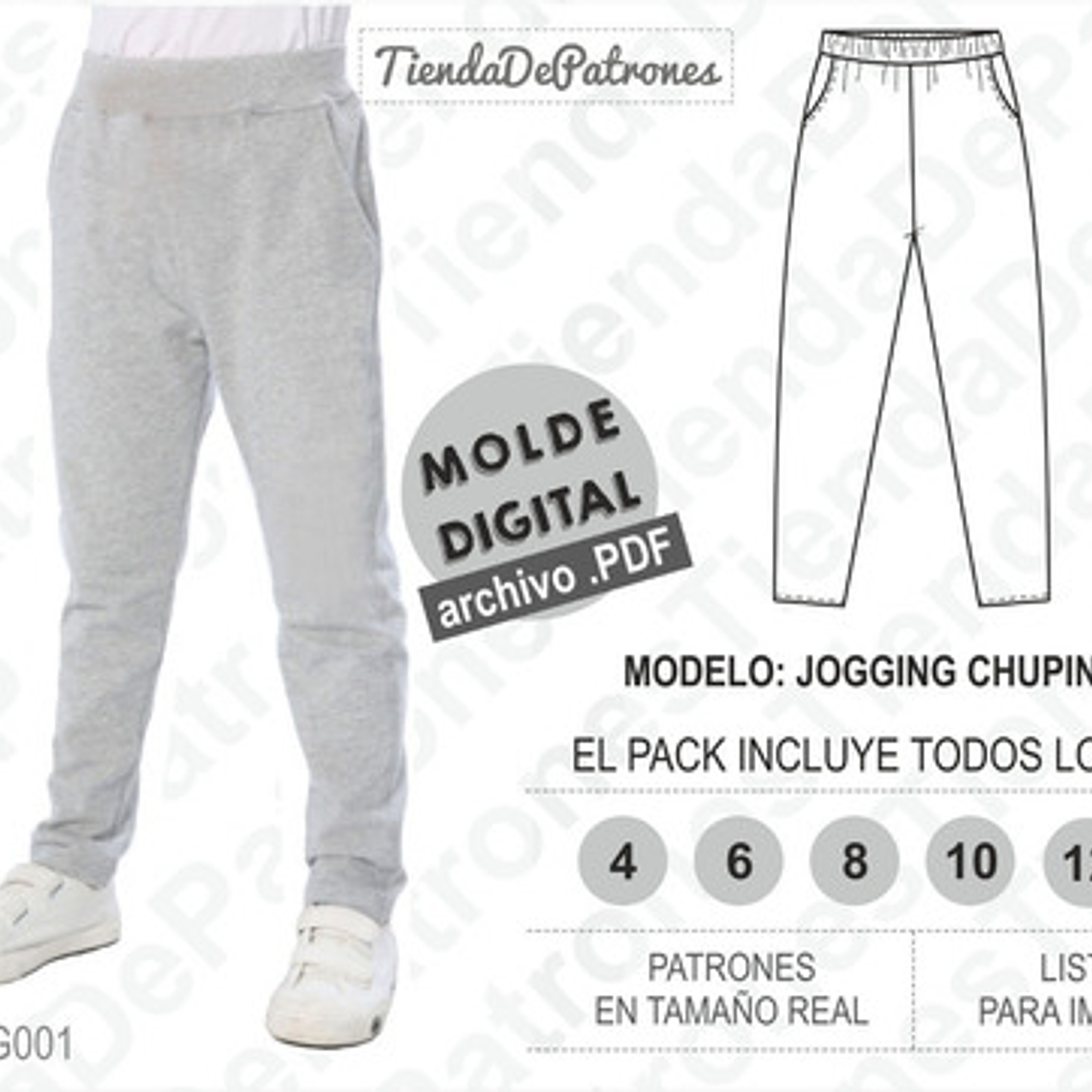 Moldes Patrones Pantalon Jogger Chupin Niños Talles 4 Al 14 2