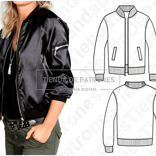 Molde Patron Coreldraw Chaqueta Bomber Jacket Mujer 38 Al 44