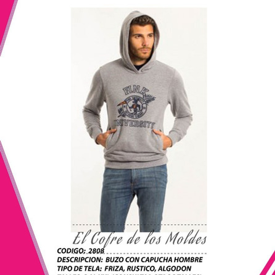 Molde Digital Polerón C/capucha, bolsillo Canguro Pack 5 Talles! 1