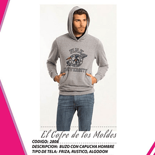 Molde Digital Polerón C/capucha, bolsillo Canguro Pack 5 Talles!