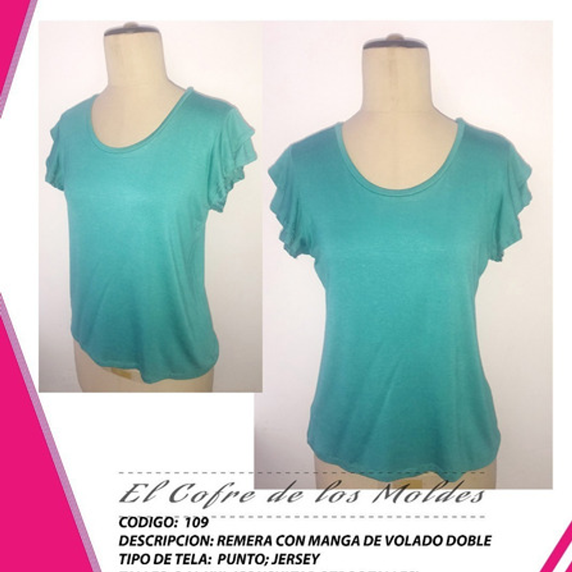 Molde Digital Polera Manga Doble Volados Pack Talles S A Xxl 1