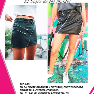 Molde Digital Falda con Cierre Diagonal, Pack Talles S A Xxl