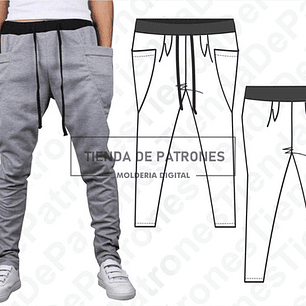 Molde Patrón Coreldraw Jogger Chupin Hombre Del S Al 2xl