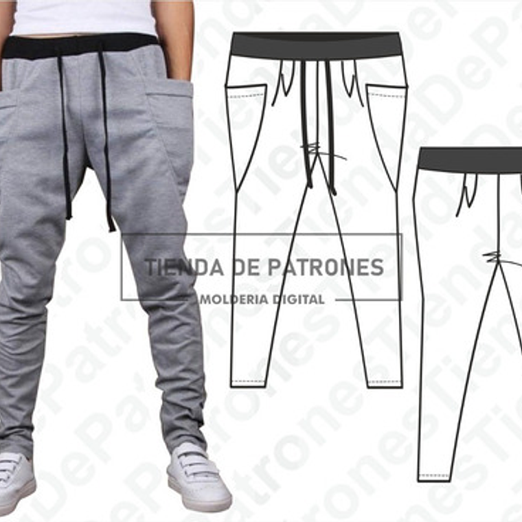 Molde Patrón Coreldraw Jogger Chupin Hombre Del S Al 2xl 1