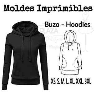 Moldes Patrones Imprimibles Polerón Hoodie Bolsillos  Xs Al 3xl