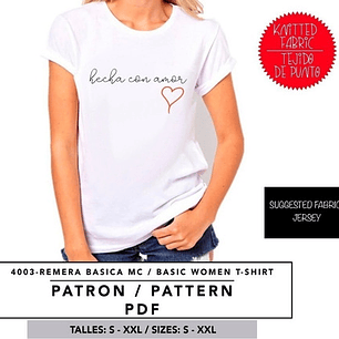 Molde De Costura, Patron Polera Manga Corta Dama, Imprimible