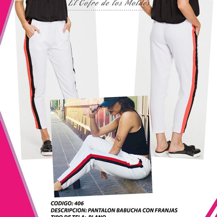 Molde Digital Pantalón Babucha Con franjas Patron Pack Talles S A Xxl 1