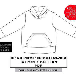 Molde De Costura, Patron Polerón De Nene Canguro, Imprimible