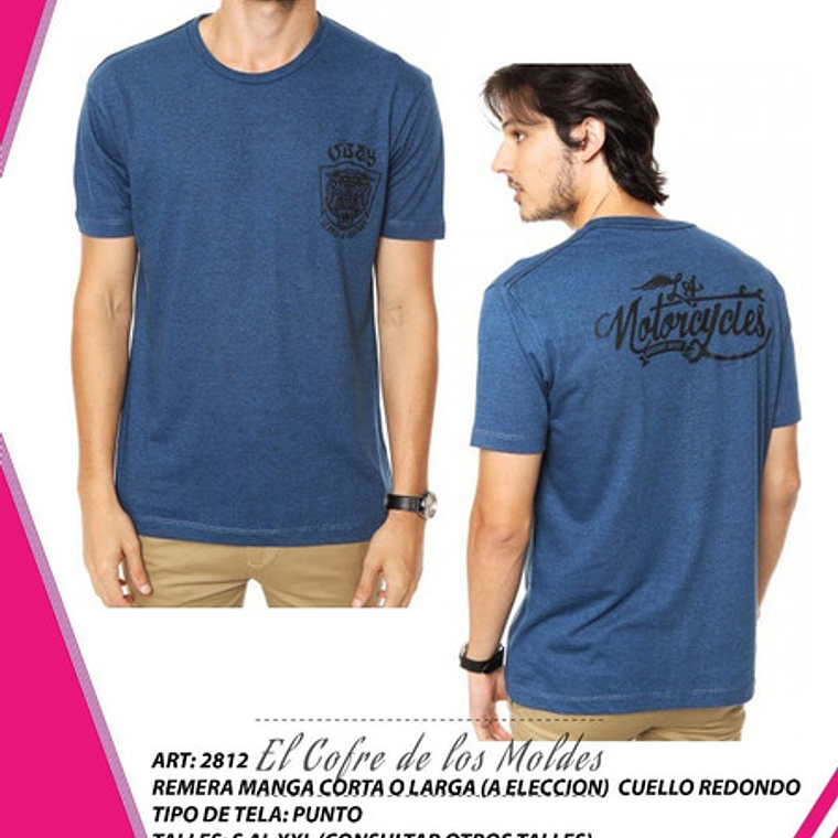 Molde Digital Polera Manga Corta Patron Pack Talles S Al Xxl 1