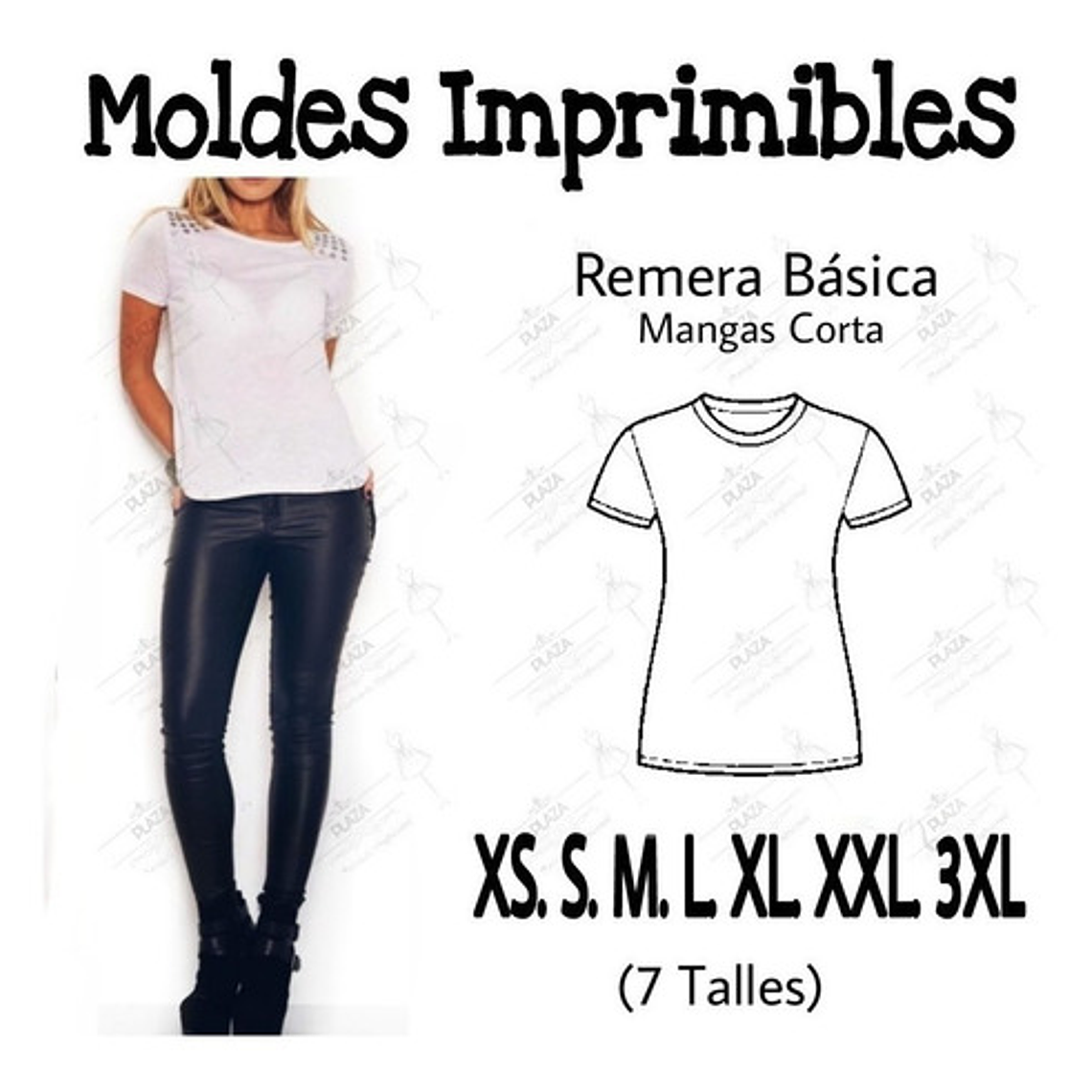 Moldes Patrones Imprimibles Polera Basica Mc Diy Xs Al 3xl 2