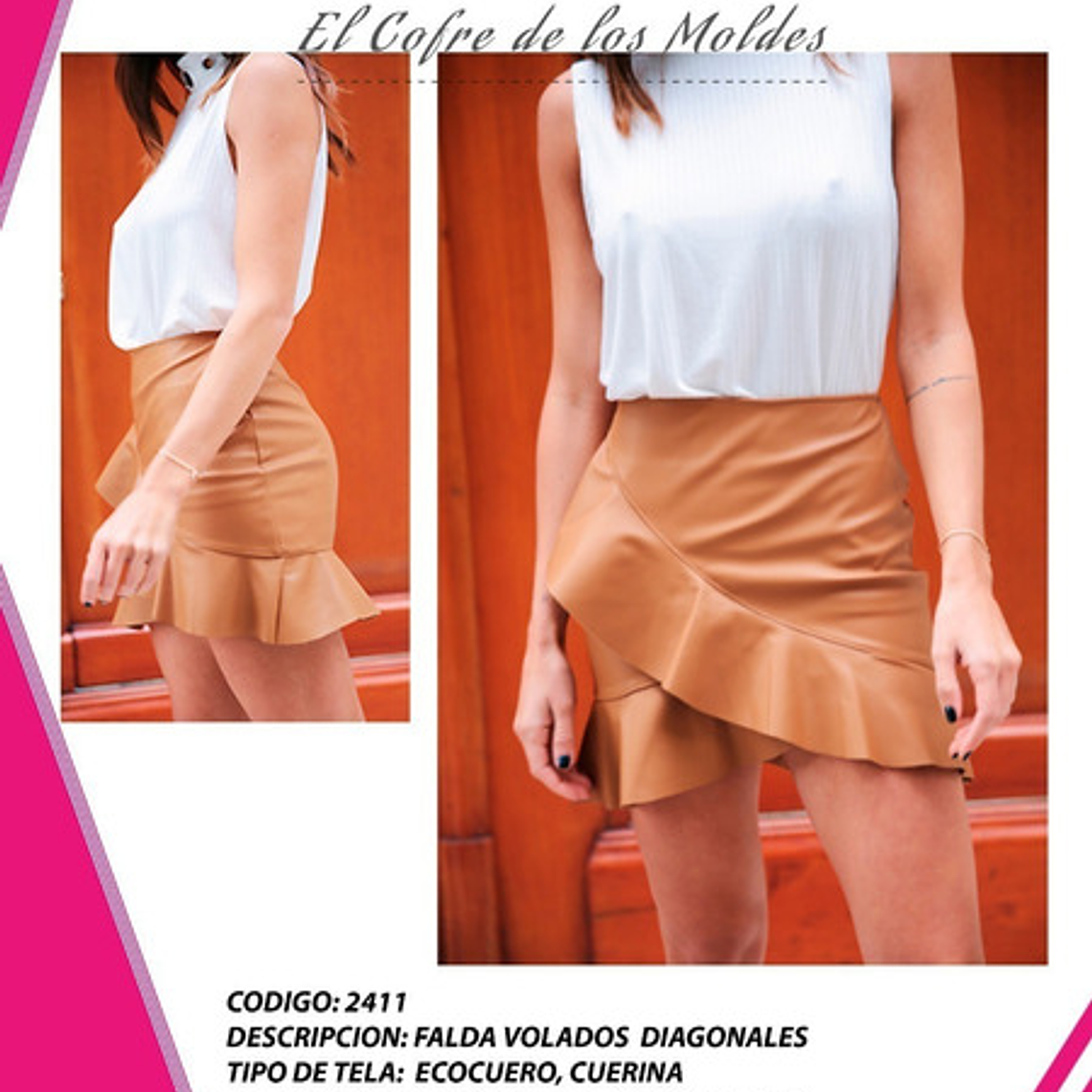 Molde Digital Falda Volados Cruzados, Pack Talles S A Xxl 1