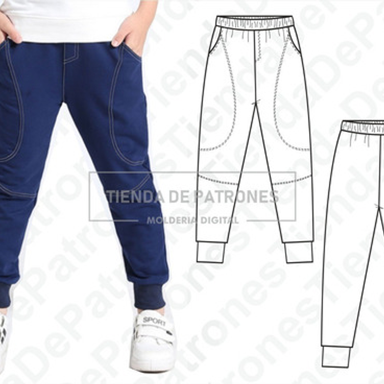 Molde Patron Coreldraw Jogger Niños Recortes Talles 4 Al 14 3
