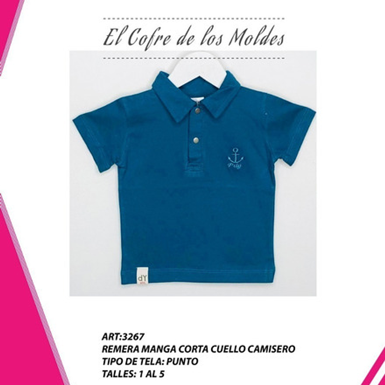 Molde Digital Polera Bebe Cuello Camisero, pack Talles 1 Al 5 1