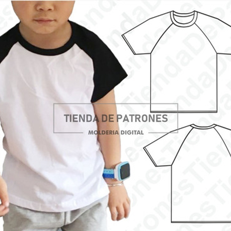 Molde Patron Coreldraw Polera Niños Manga Ranglan Del 4 A 14 1