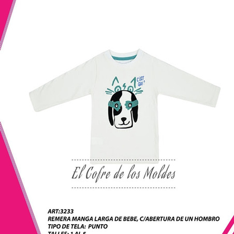 Molde Digital- Polera Manga Larga Bebe Pack De Talles 1 Al 5 1