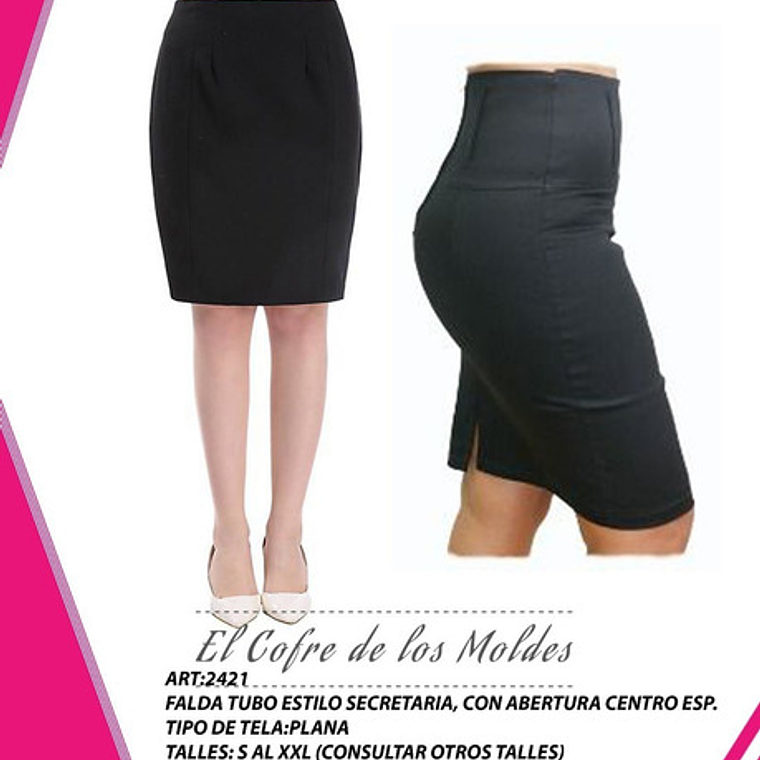 Molde Digital Falda Tubo De Vestir, oficina Pack 5 Talles! 1