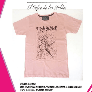 Molde Digital Polera Niño Manga Corta Pack Talles 8 A 16