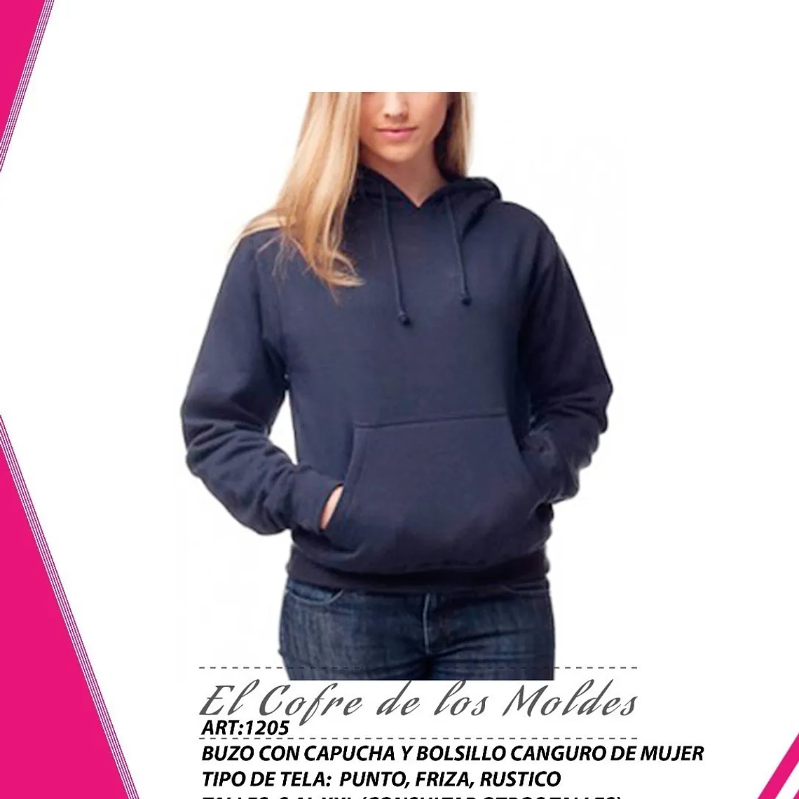 Molde Digital Polerón  C / Capucha Mujer, Pack Talles S Al Xxl 1